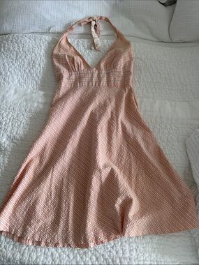 Necessary Objects Peach Striped Halter Dress